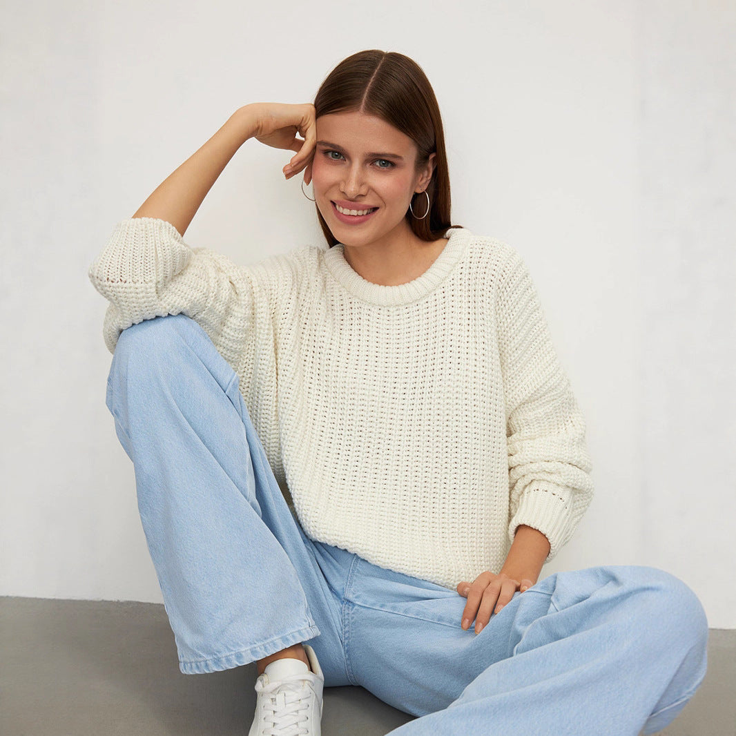 Damen Oversized Strickpullover Lässiger Schnitt Eveloria