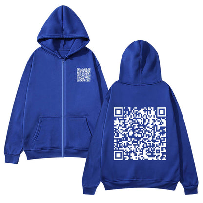 Damen Kapuzenjacke Weiches Fleece QR-Code-Design Eveloria