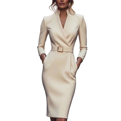 Damen Taillenkleid mit Gürtel Elegantes Eveloria