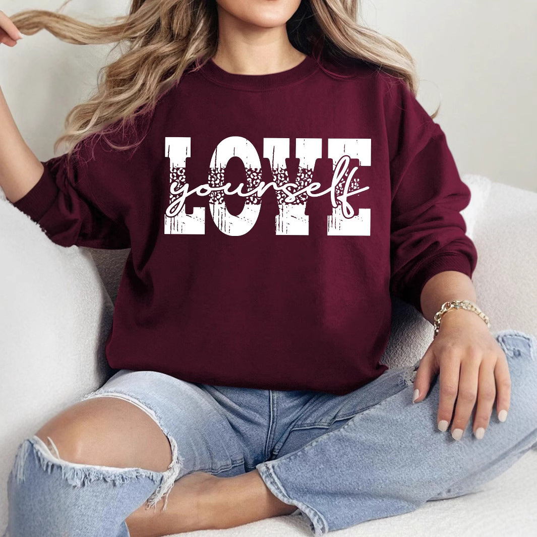 Damen Sweatshirt Kreativer Schriftzug Lässig Grau