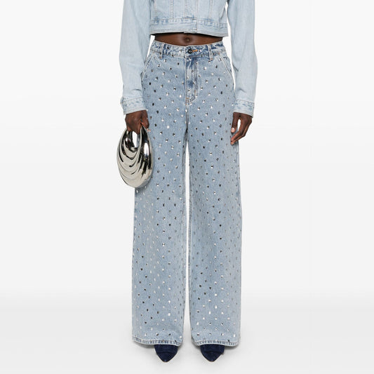 Damen Weite Jeans Glitzernde Applikationen Eveloria - Eveloria