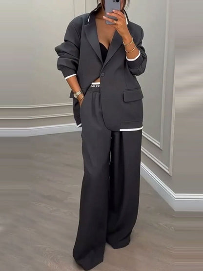 Damen Oversized Blazer-Set mit Anzughose Elegant