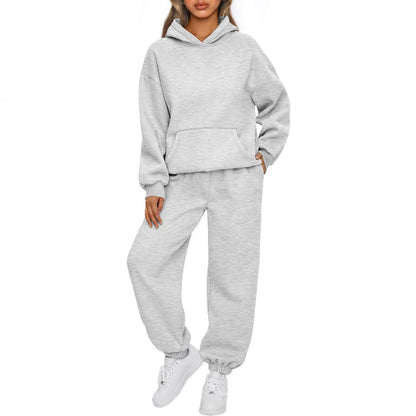 Damen Sportanzug Hoodie Jogginghosen Baumwolle Beige