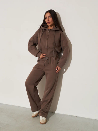 Damen Kapuzenoberteil und Sweatpants-Set Hochwerder Bund