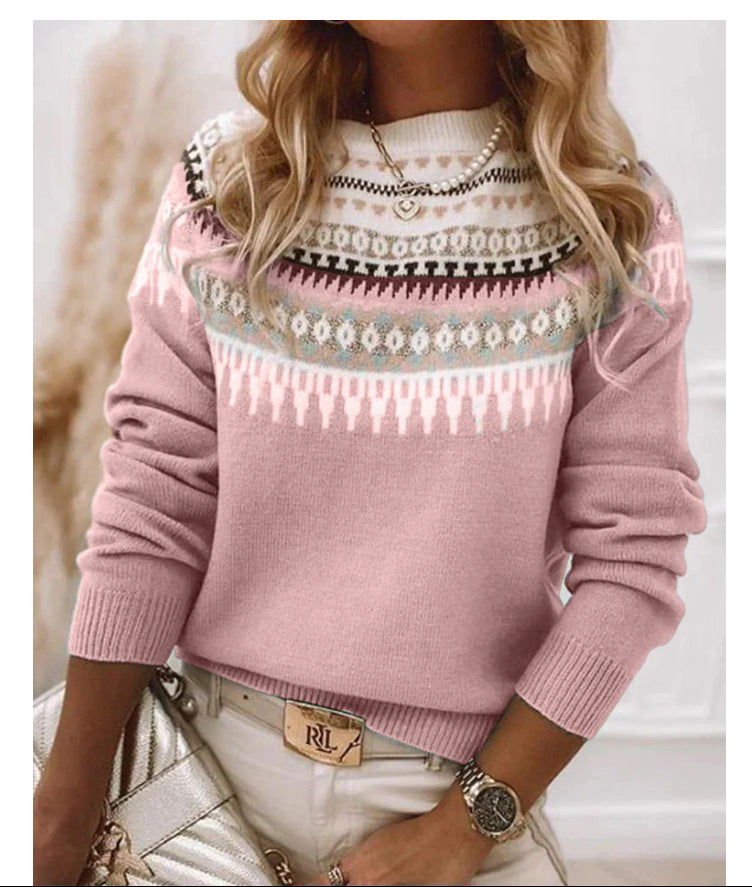 Damen Pullover Skandinavisches Strickdesign Verspieltes Muster
