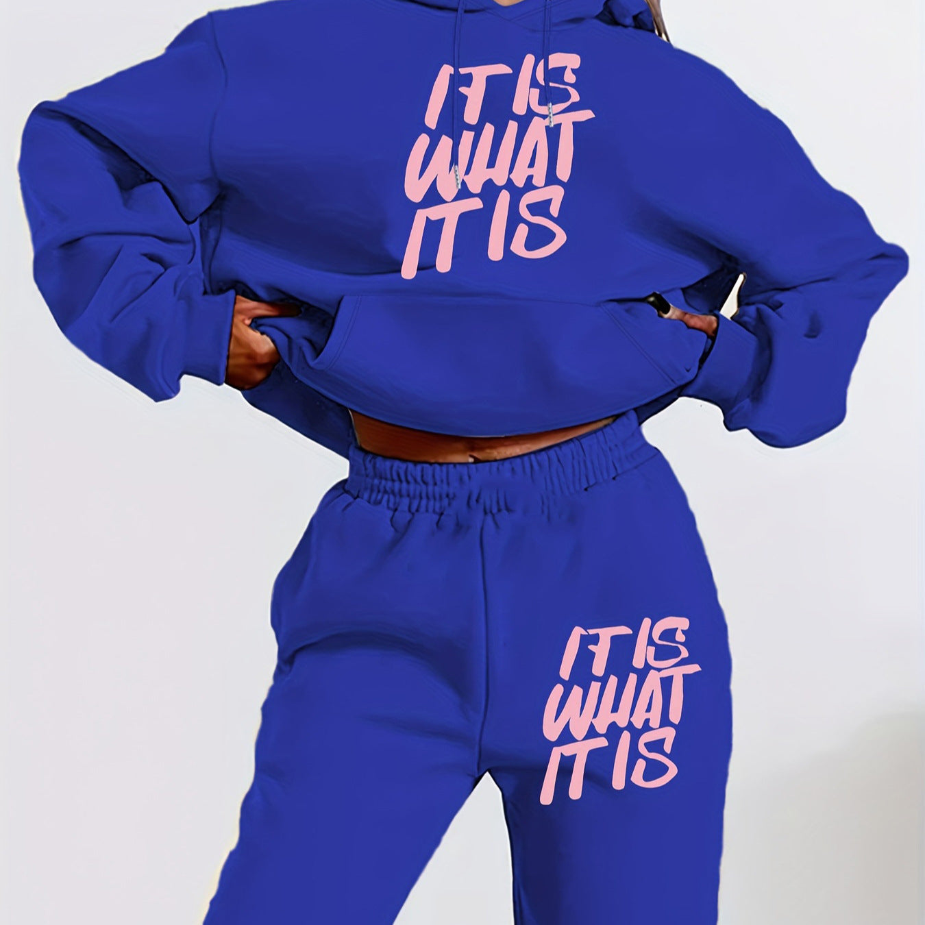 Damen Jogginganzug Statement-Print Lässiger Schnitt