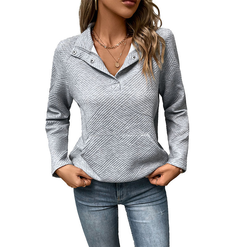 Damen Kapuzenpullover Strukturiertes Design Kängurutasche Grau