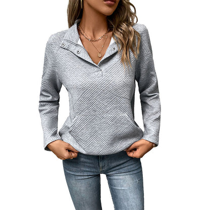 Damen Kapuzenpullover Strukturiertes Design Kängurutasche Grau