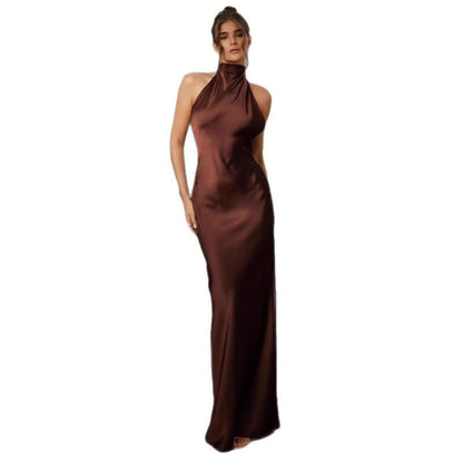 Damen Abendkleid Elegantem Rückenausschnitt Fließender Stoff