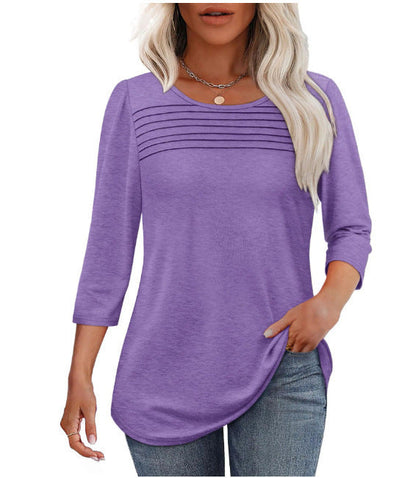 Damen Langarmshirt Plissee-Details Eveloria