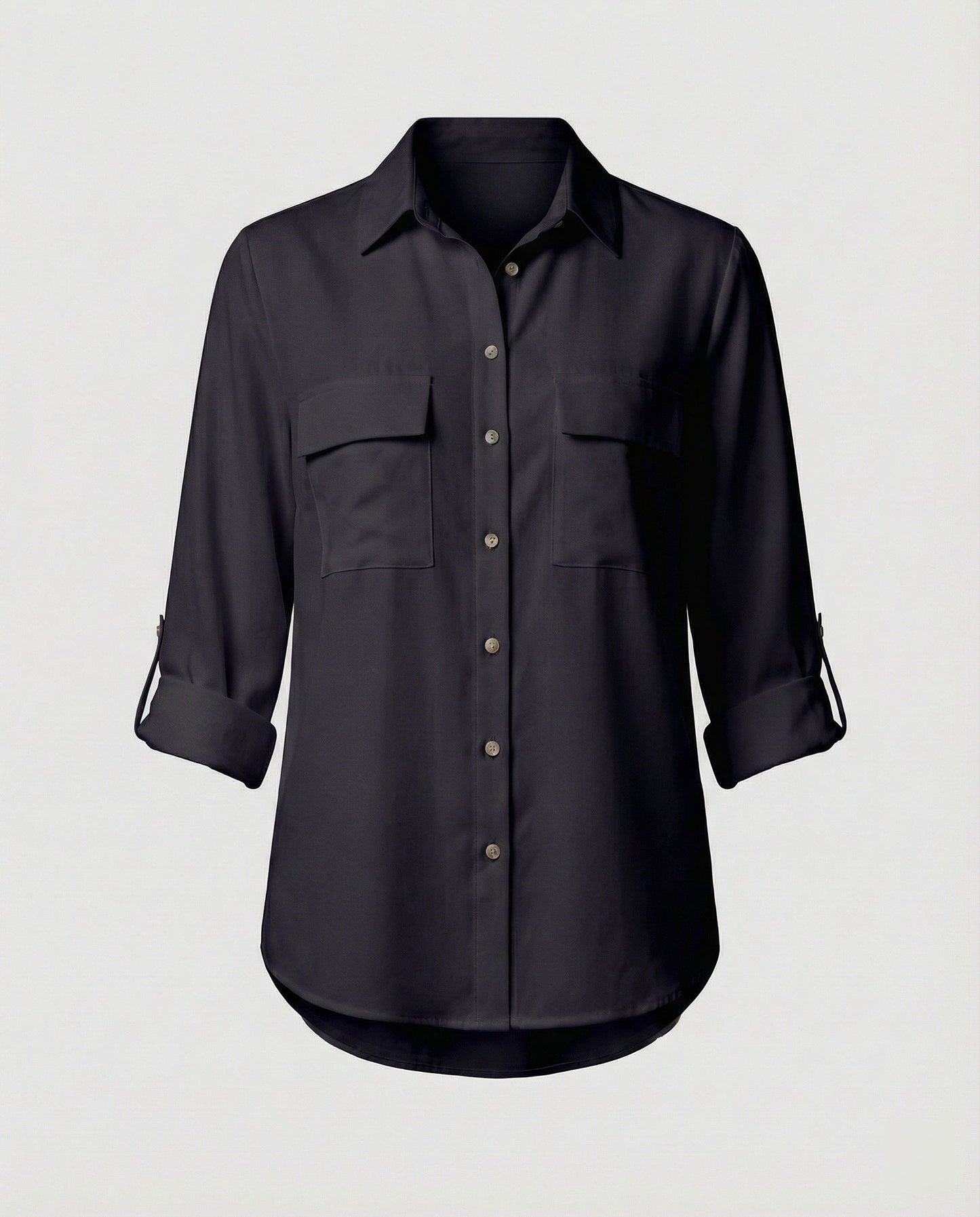 Damen Bluse Klassischer Schnitt Mit Taschen