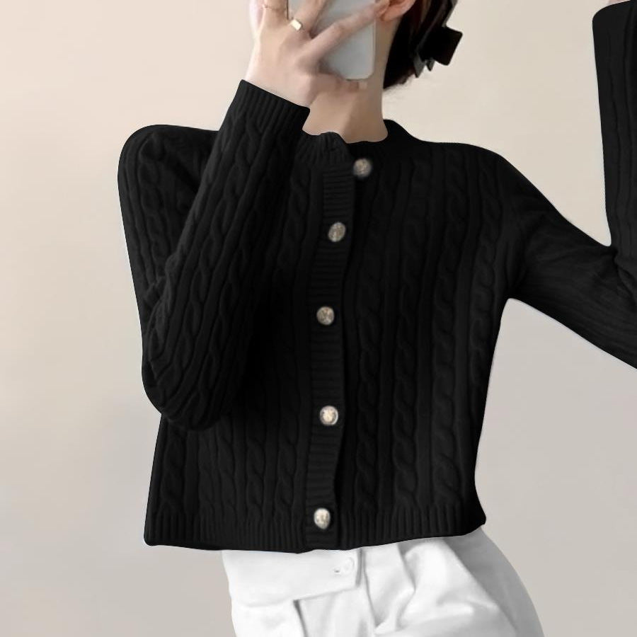 Damen Strickjacke Strukturiertes Zopfdesign Eveloria