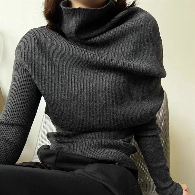 Damen Rollkragenpullover Asymmetrisch Eveloria - Eveloria