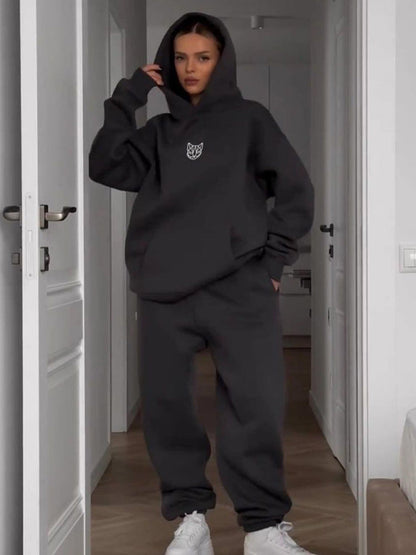 Damen Hoodie Jogginghose Set Elastischer Bund Praktische Taschen
