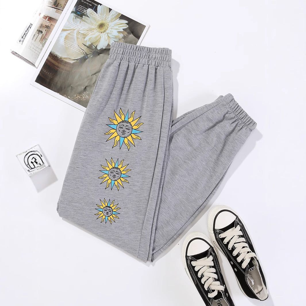 Damen Sweatpants Bequem Sonnenmotiv Trend Eveloria - Eveloria