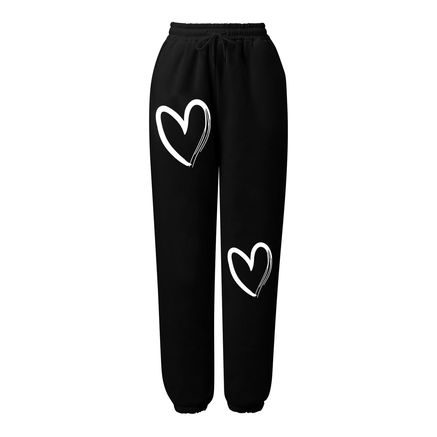 Damen Sweatpants Bequem Herzdruck Eveloria