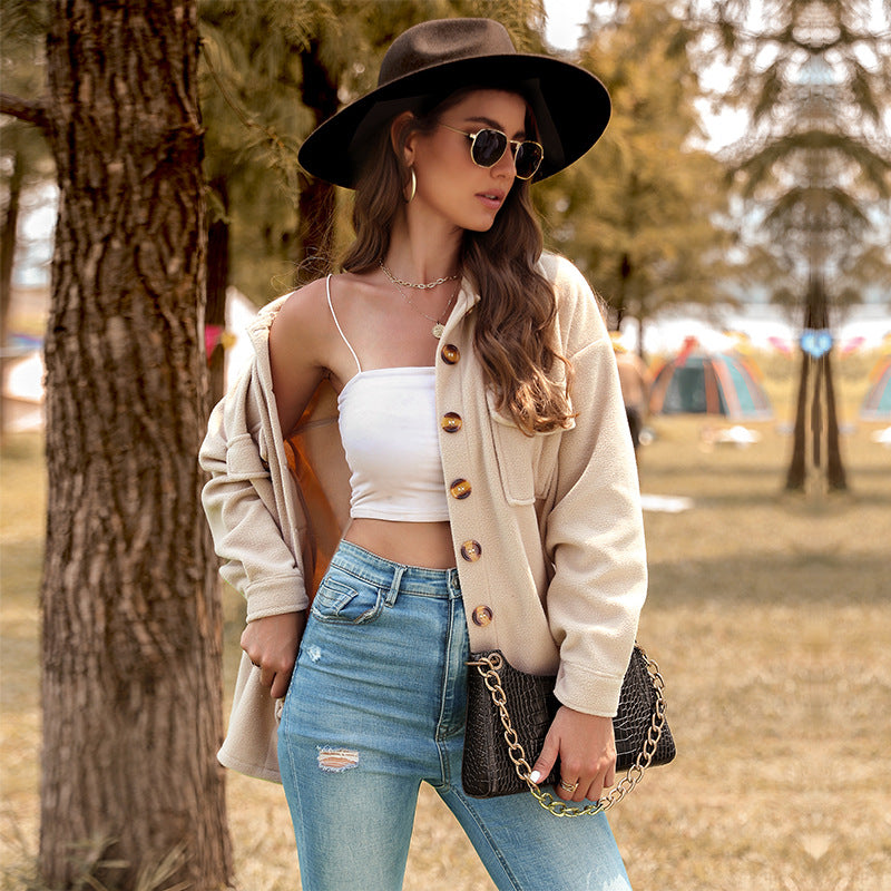 Damen Fleecejacke mit Knöpfen und Taschen Eveloria