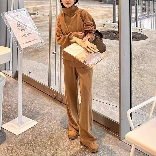 Damen Strickpullover Hochtaillierter Stehkragen Weich Grün
