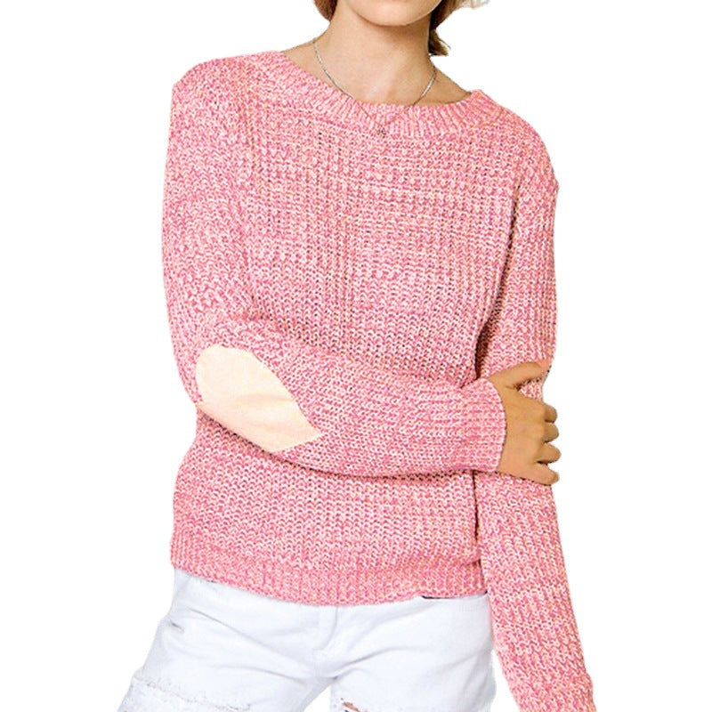 Damen Strickpullover Herz-Applikation Moderner Schnitt Eveloria