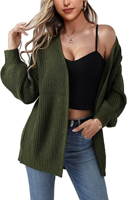 Damen Cardigan Grobstrick Lässiger Schnitt Beige