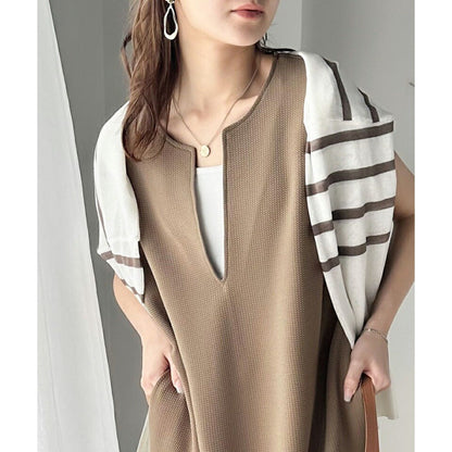 Damen Midi-Kleid V-Ausschnitt mit Seitentaschen
