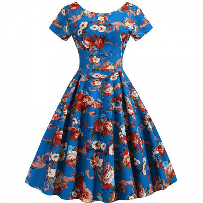Damen Swingkleid Florales Design Tailliert