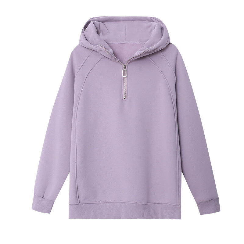 Damen Hoodie Halb-Reißverschluss Bequem Eveloria