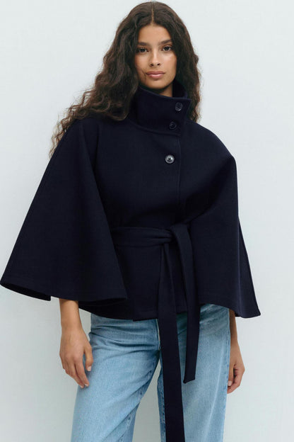 Damen Cape-Jacke mit Gürtel Elegantes Design