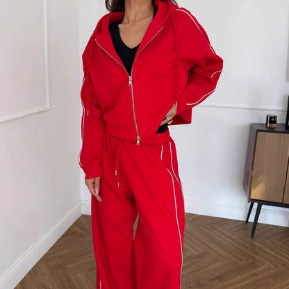 Damen Sportanzug Cropped Hoodie Weite Jogginghosen Eveloria