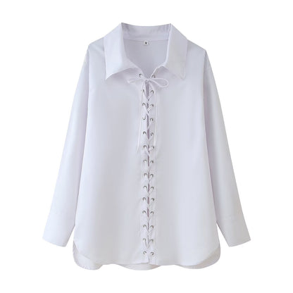 Damen Bluse mit Schnürdetails Dekorativ Eveloria - Eveloria