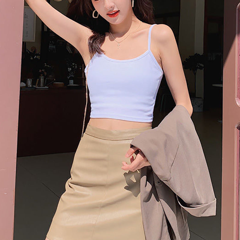 Damen Cropped Elastisch Schmale Träger