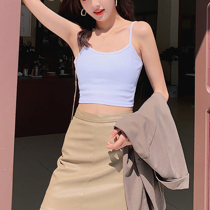 Damen Cropped Elastisch Schmale Träger