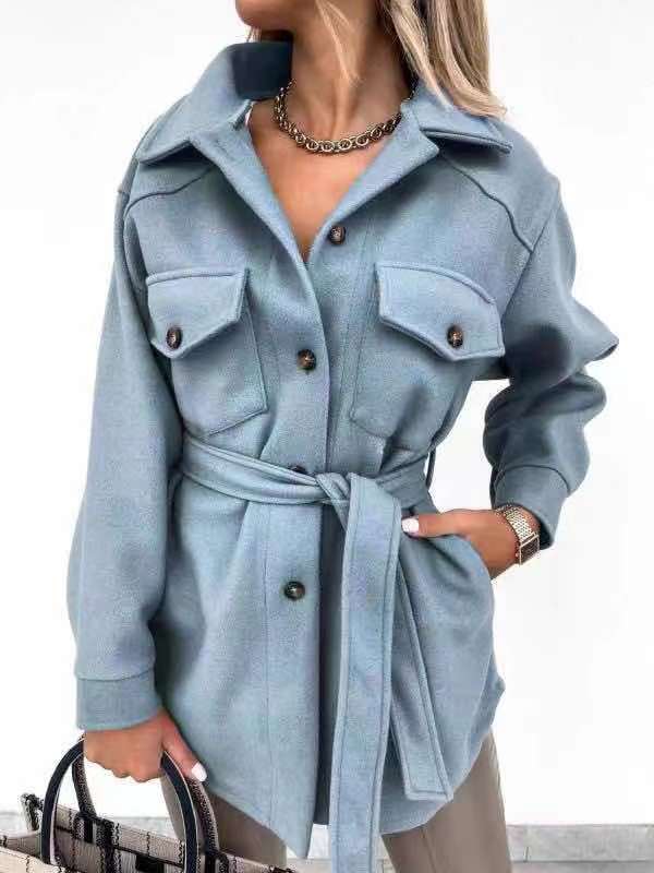 Damen Modische Jacke Lässiger Schnitt Praktische Taschen Eveloria - Eveloria