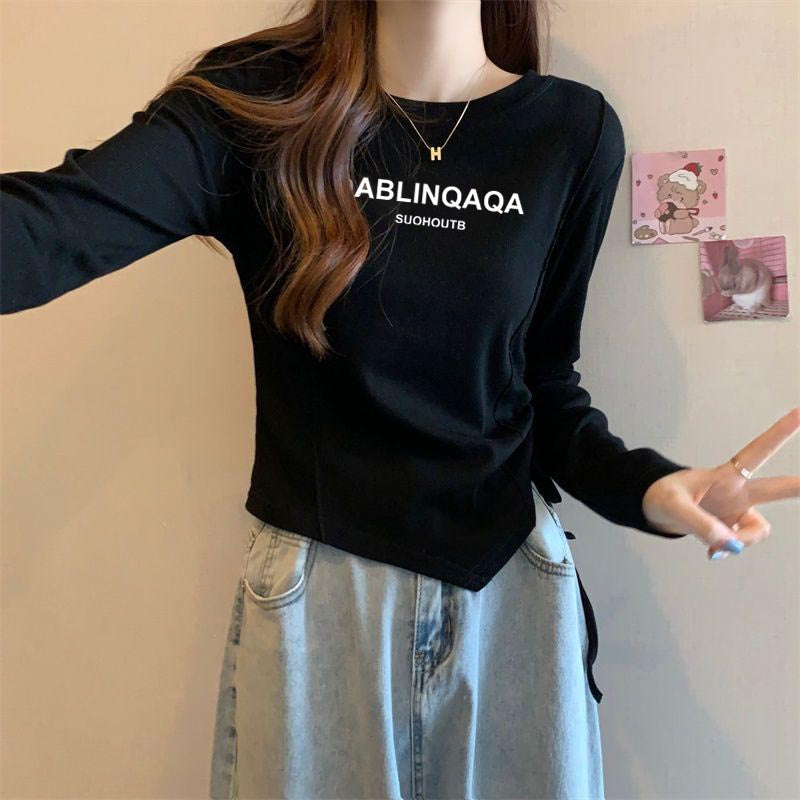 Damen Langarmshirt Kreativer Druck Lässiger Schnitt