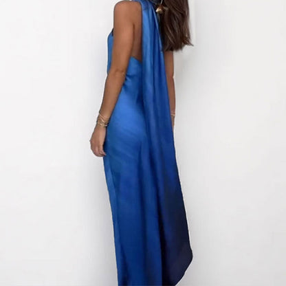 Damen Maxikleid Schulterfrei Elegant Seidenlook