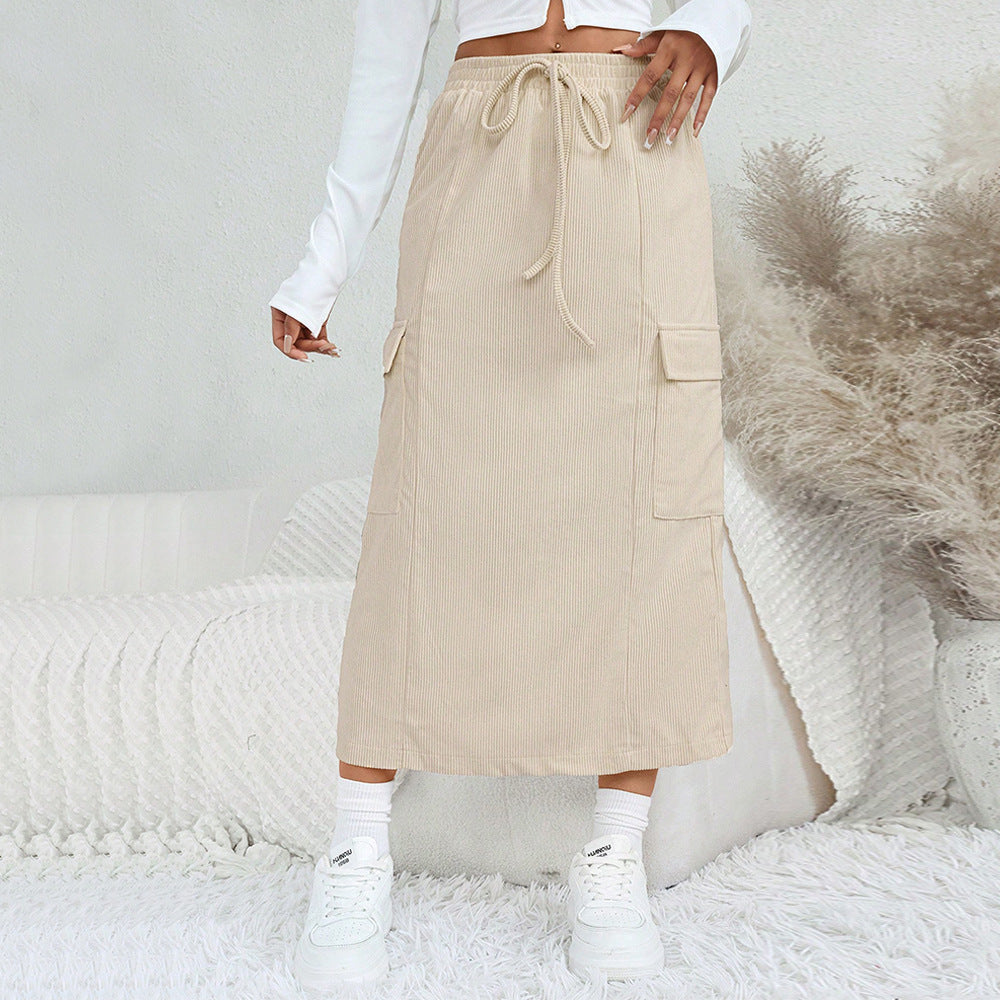 Damen Maxi-Rock Cargo-Taschen Verstellbar Eveloria