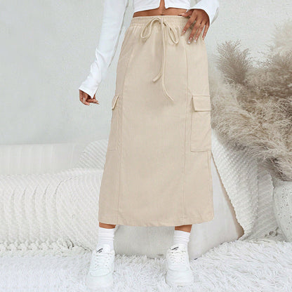 Damen Maxi-Rock Cargo-Taschen Verstellbar Eveloria