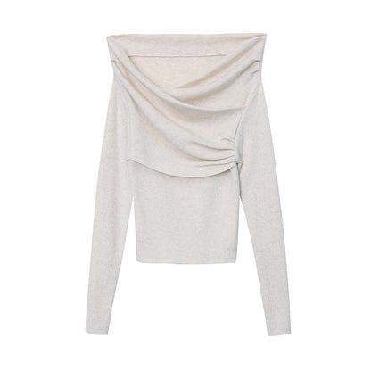 Damen Wickelblusenshirt Figurbetont Gerafft Eveloria