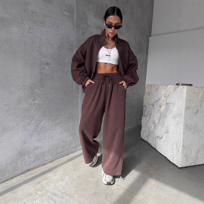 Damen Sportanzug Oversized Jacke Jogginghose Bequem