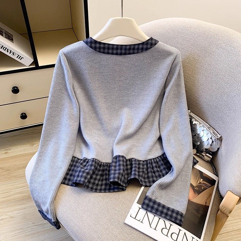 Damen Langarmshirt mit Kragen und Rüschendetails Eveloria