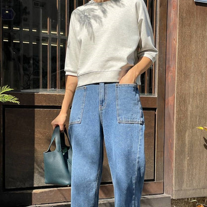 Damen Sweatshirt 3/4-Ärmel Leicht Eveloria