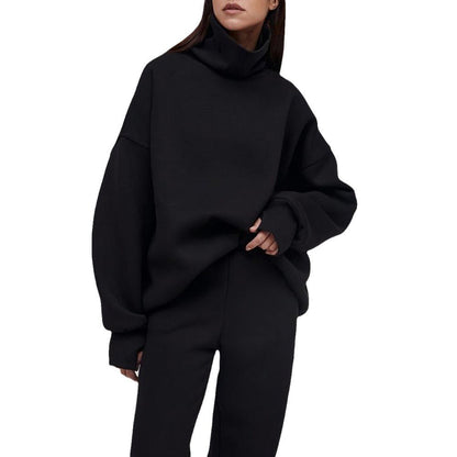 Damen Rollkragenpullover Oversized Kuschelfleece Grau