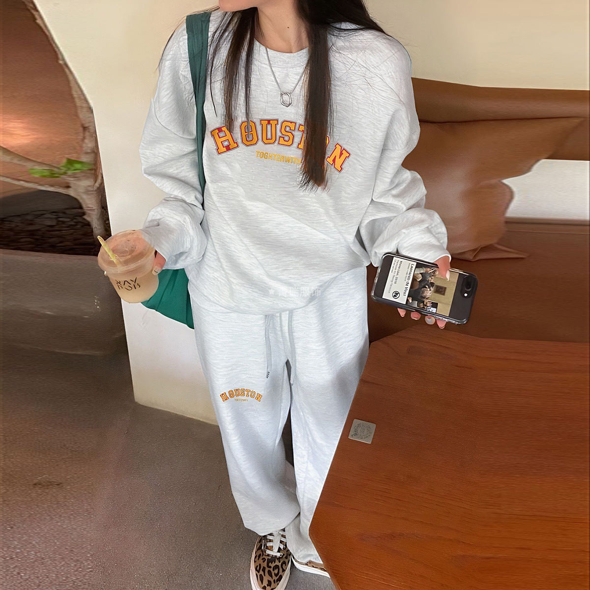 Damen Sweatpants-Set Baumwolle Bequem Grün