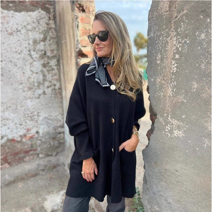 Damen Strickjacke mit Taschen und Knöpfen Elegant Beige - Eveloria