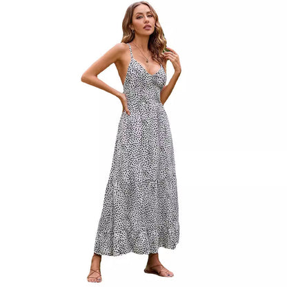 Damen Maxikleid Spaghettiträger Fließend Eveloria
