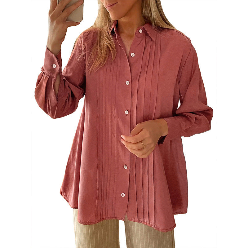 Damen Bluse Strukturiertes Design Elegante Knöpfe Eveloria