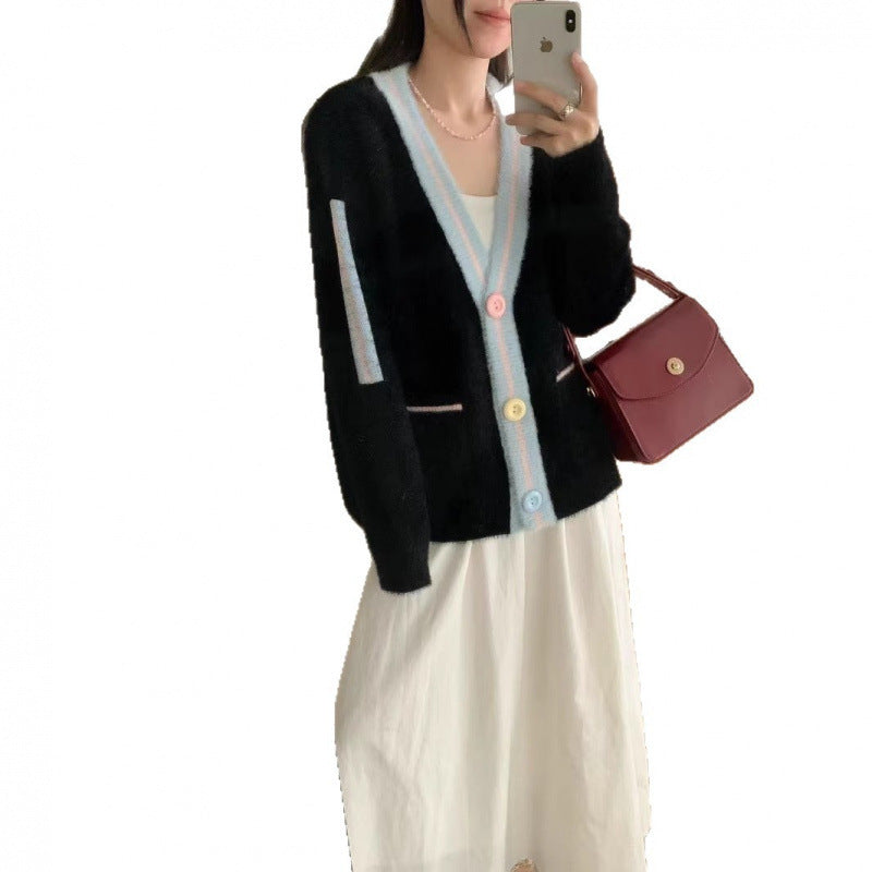 Damen Cardigan Kuschelig Bunt mit Taschen