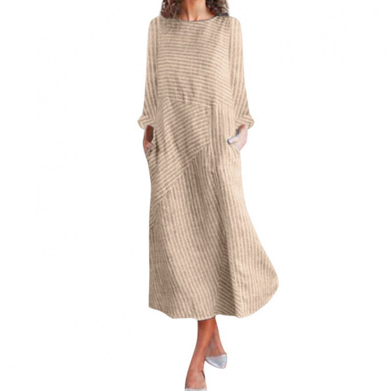 Damen Maxikleid Asymmetrisch Mit Taschen Eveloria