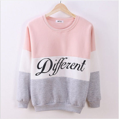 Damen Sweatshirt Sportlich Blockstreifen Grau