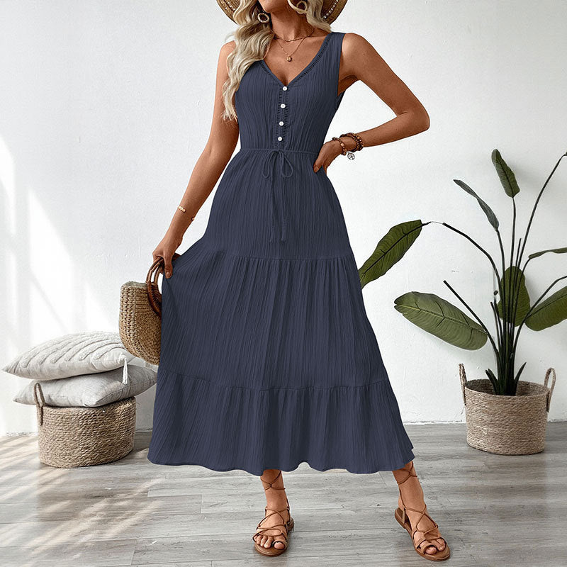 Damen Maxikleid Elastisch Rüschendetails Eveloria